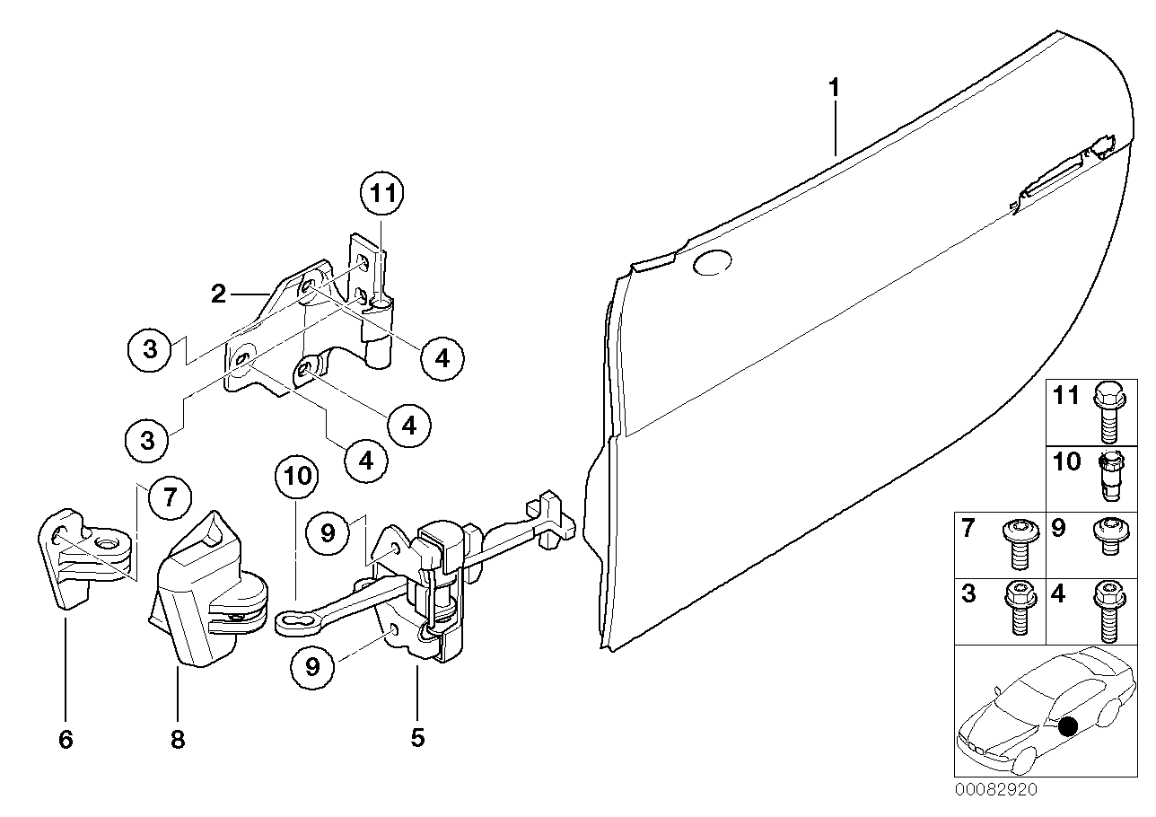 Front door-hinge/door brake