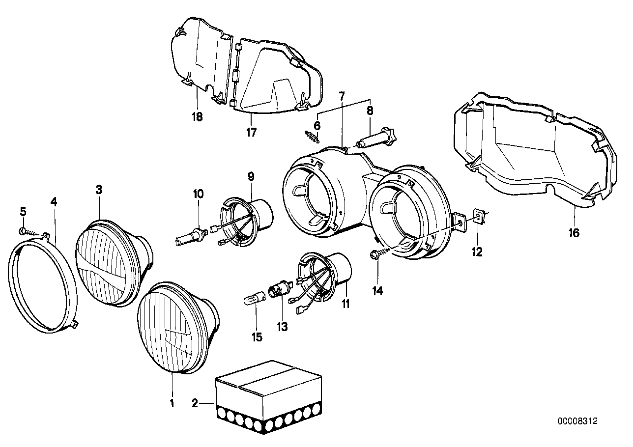 Single components for headlight