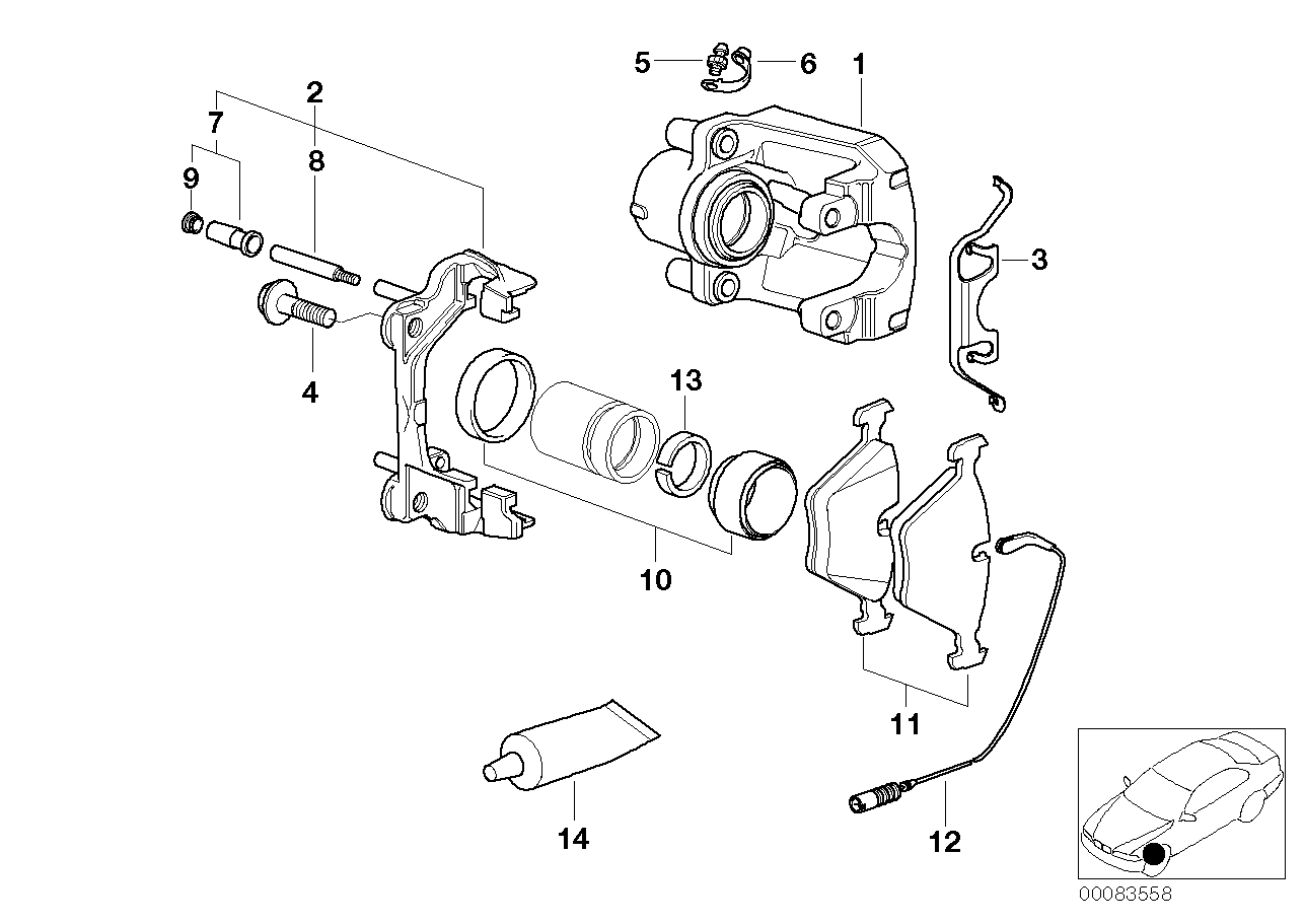 Rear wheel brake, brake pad sensor