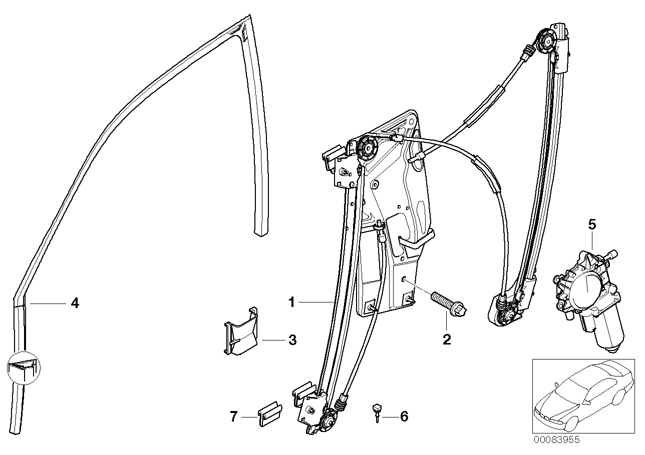 Door window lifting mechanism front