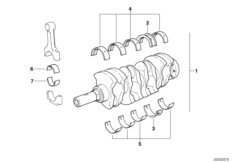 Kurbeltrieb-Kurbelwelle mit Lagerschalen