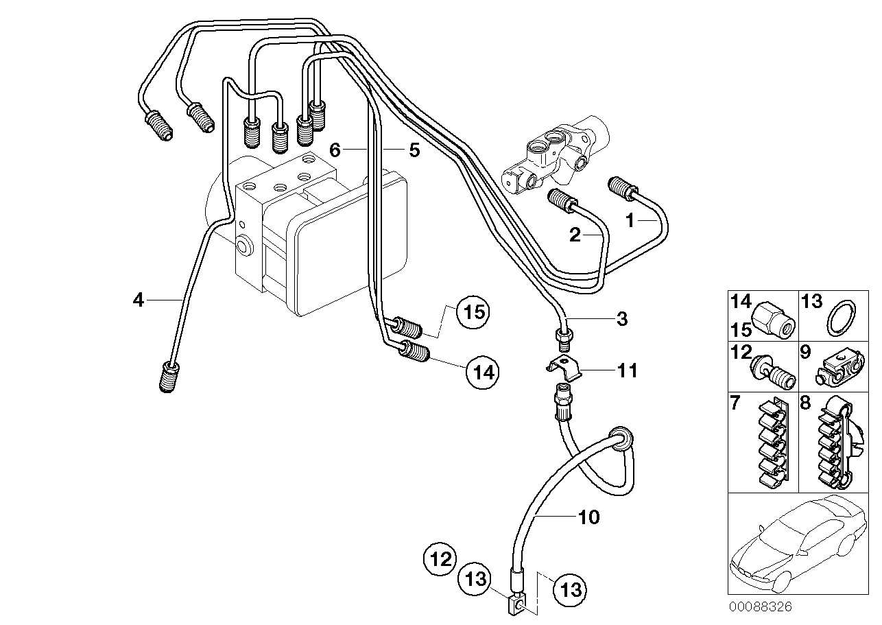 Brake pipe front ABS