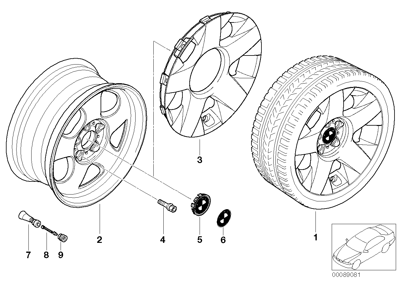 Ruota LL BMW, raggio stella 90