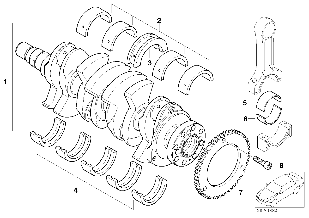 Wał korbowy mech.korb./ panewka łoż.