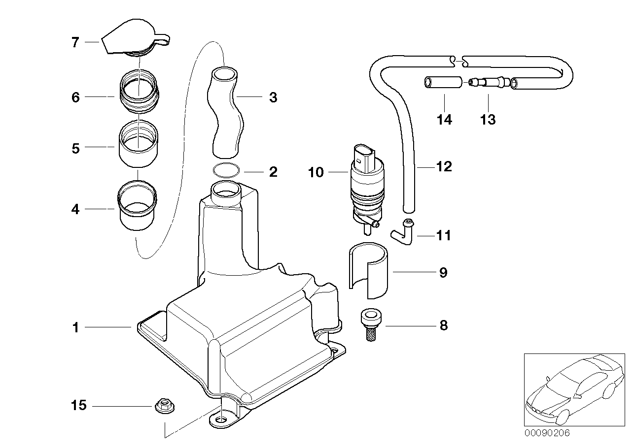 Single parts for rear window cleaning