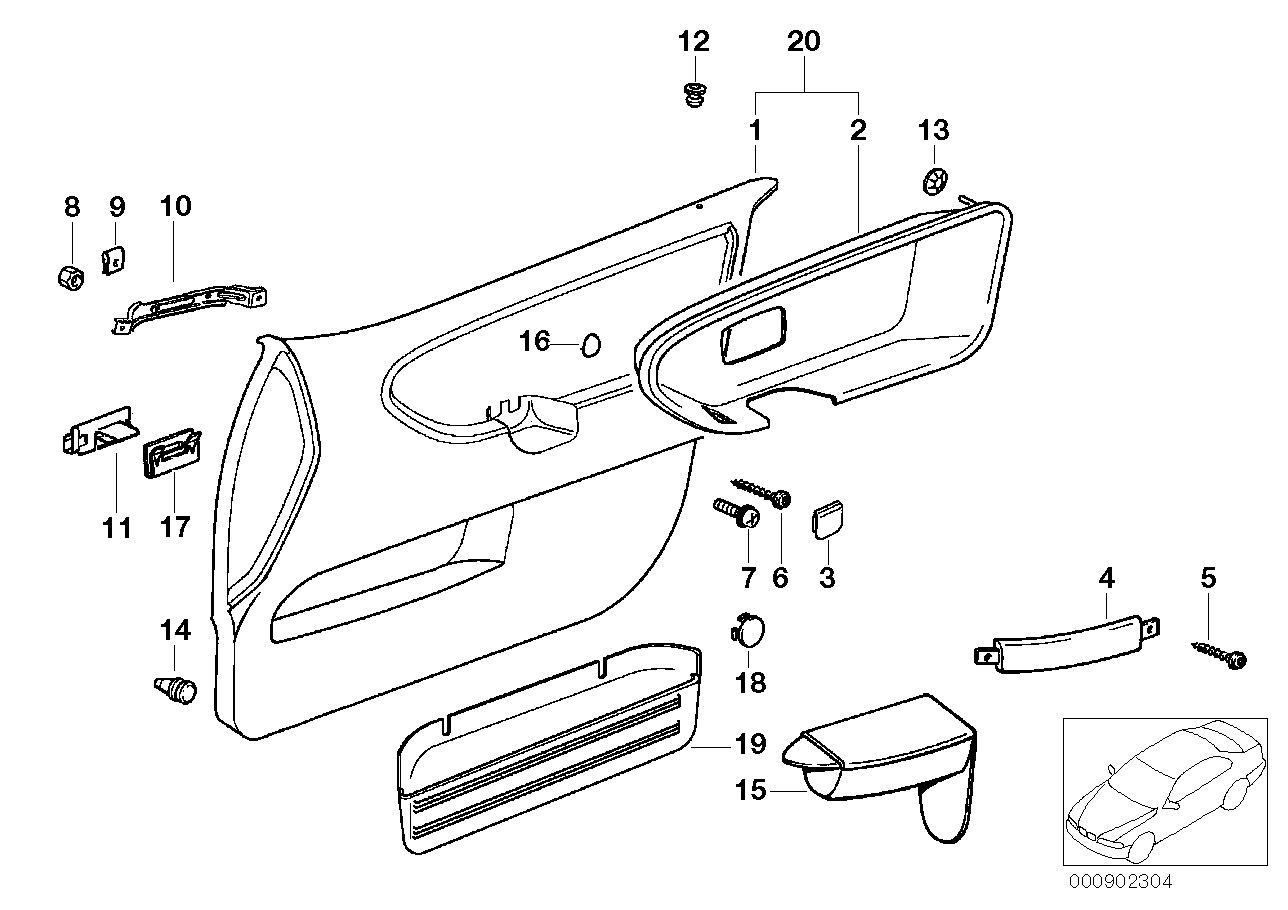 Door trim panel, front