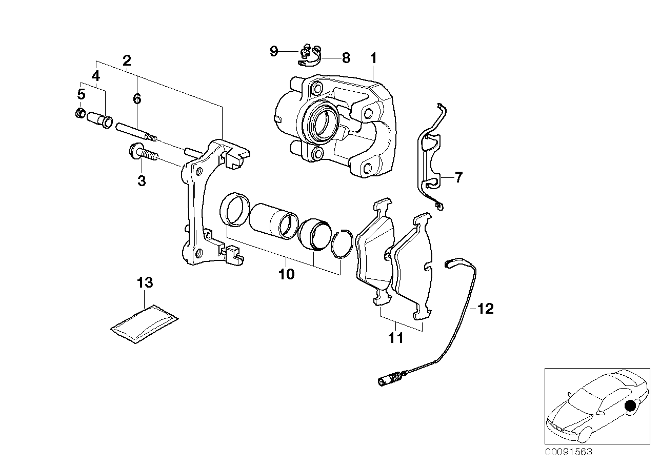 Bakhjulsbromsbromsbelägg-sensor