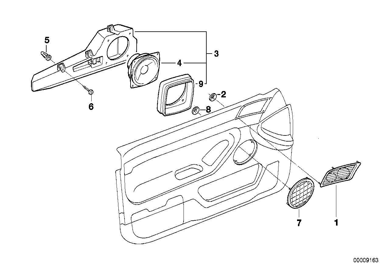 Single parts f front door stereo system