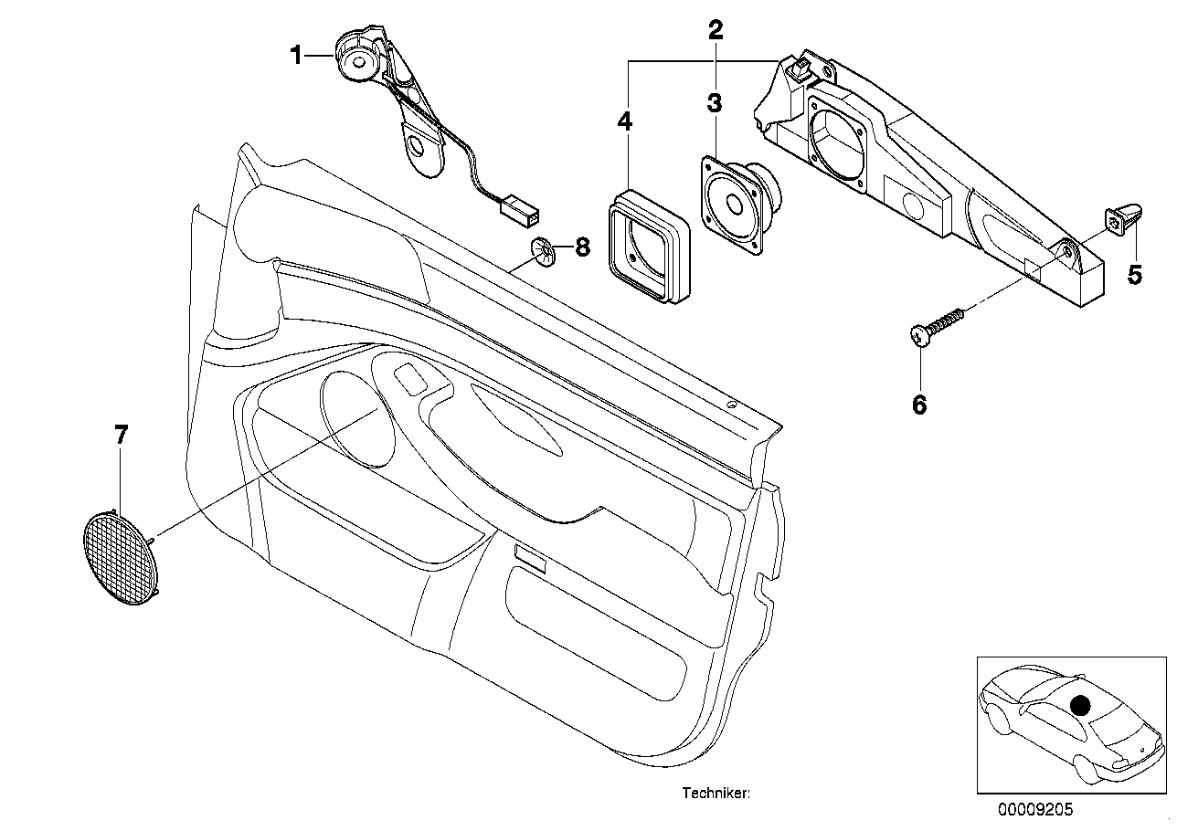 Pezzi singoli porta anter.sistema stereo