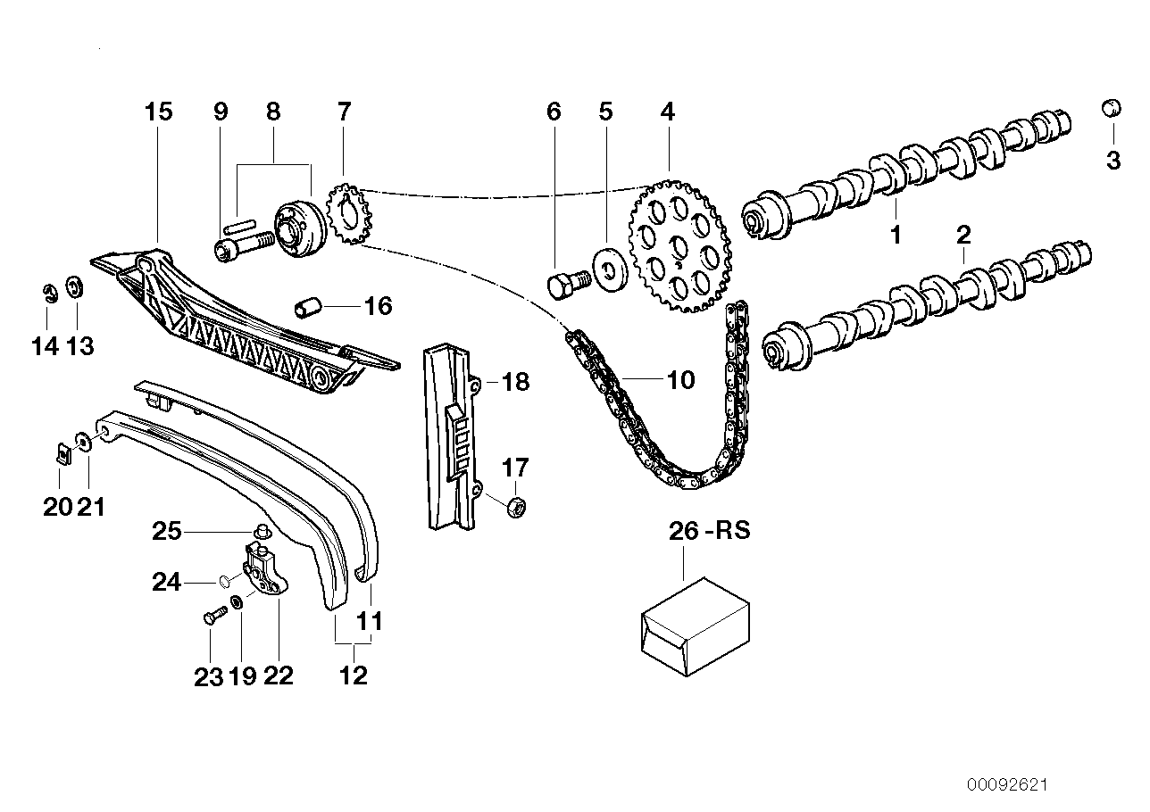 Ventilsteuerung-Nockenwelle/Kettentrieb