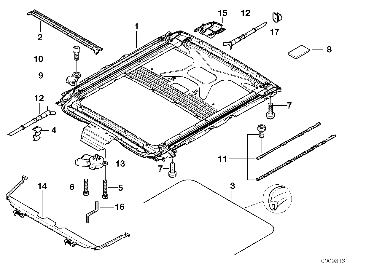 Sliding lifting roof frame