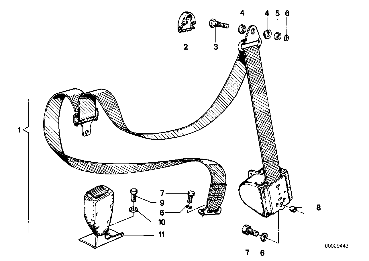 Emniyet kemeri, Montaj parçaları-Arka