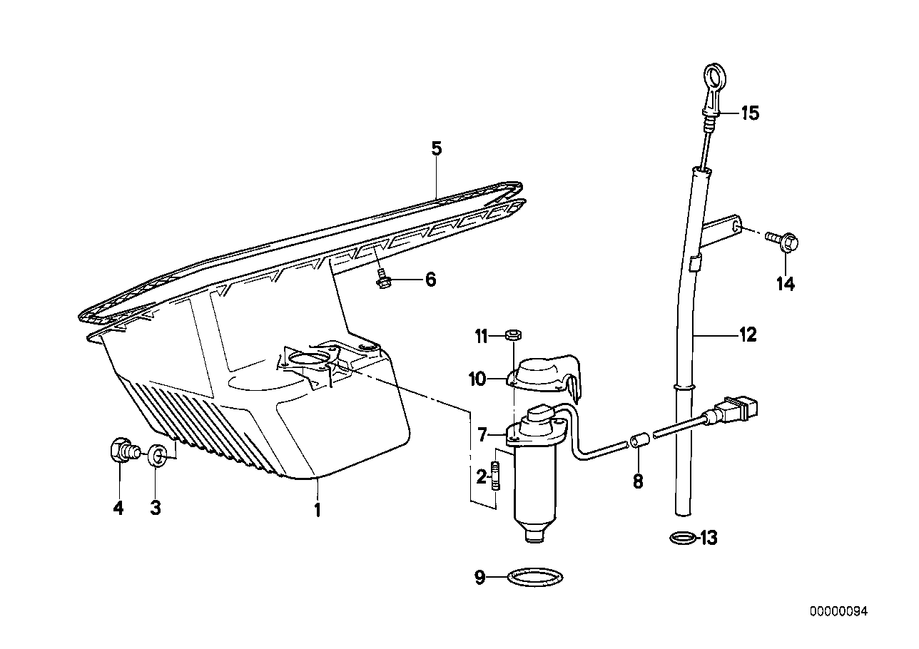 Oil pan/oil level indicator