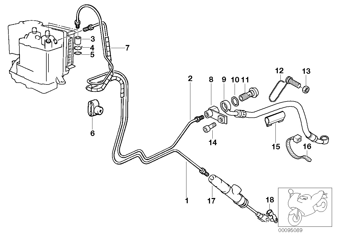 Brake line, Integral ABS, rear