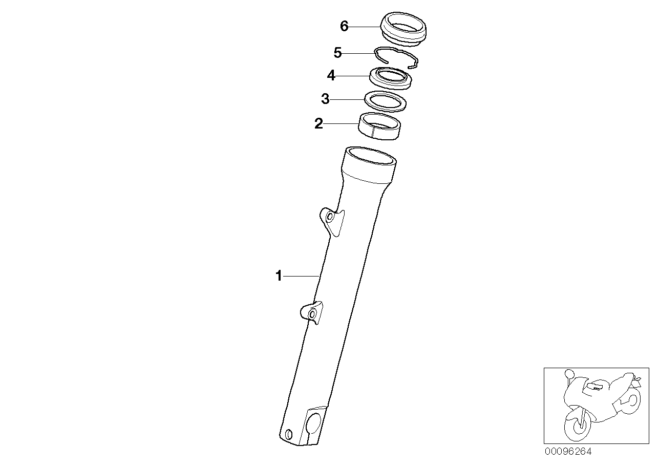 Fourche telesc.-tube coulissant