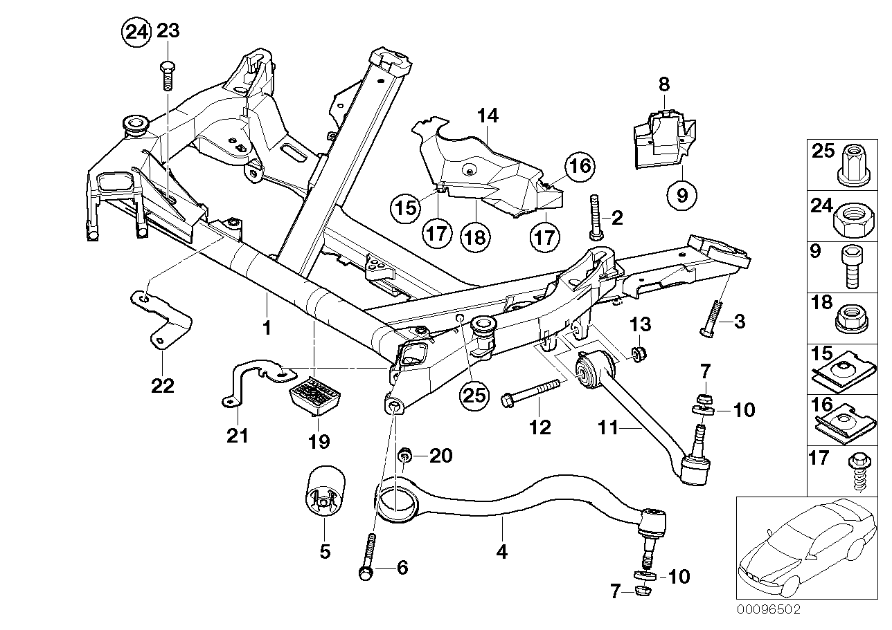 Front axle support/wishbone