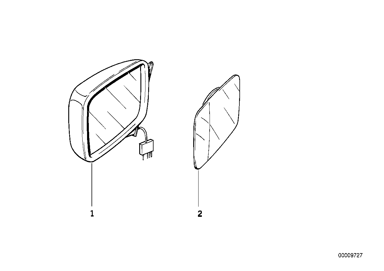 Verw.groothoek-spiegelglas m.stekker