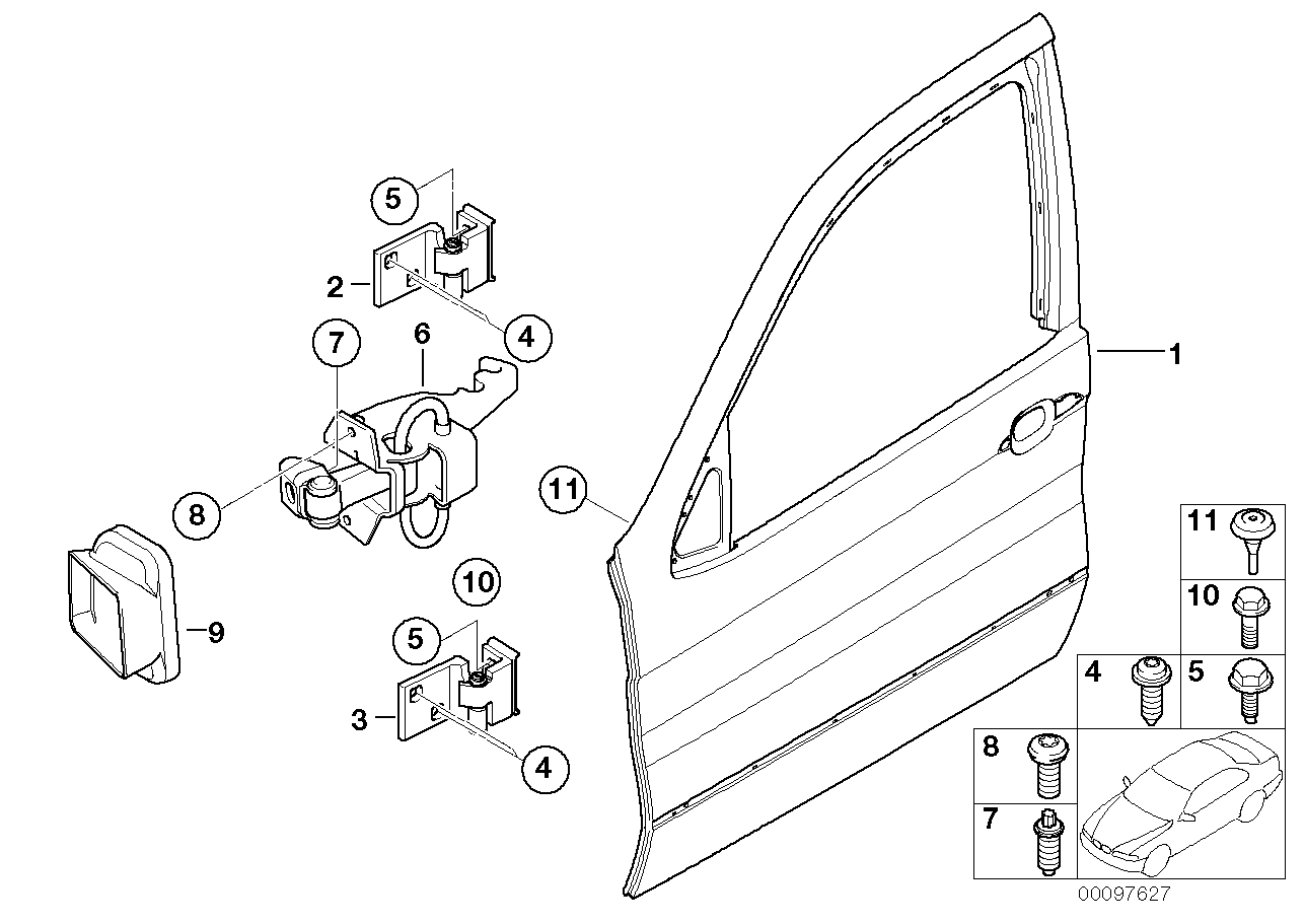 Puerta delante-bisagra/freno de puerta