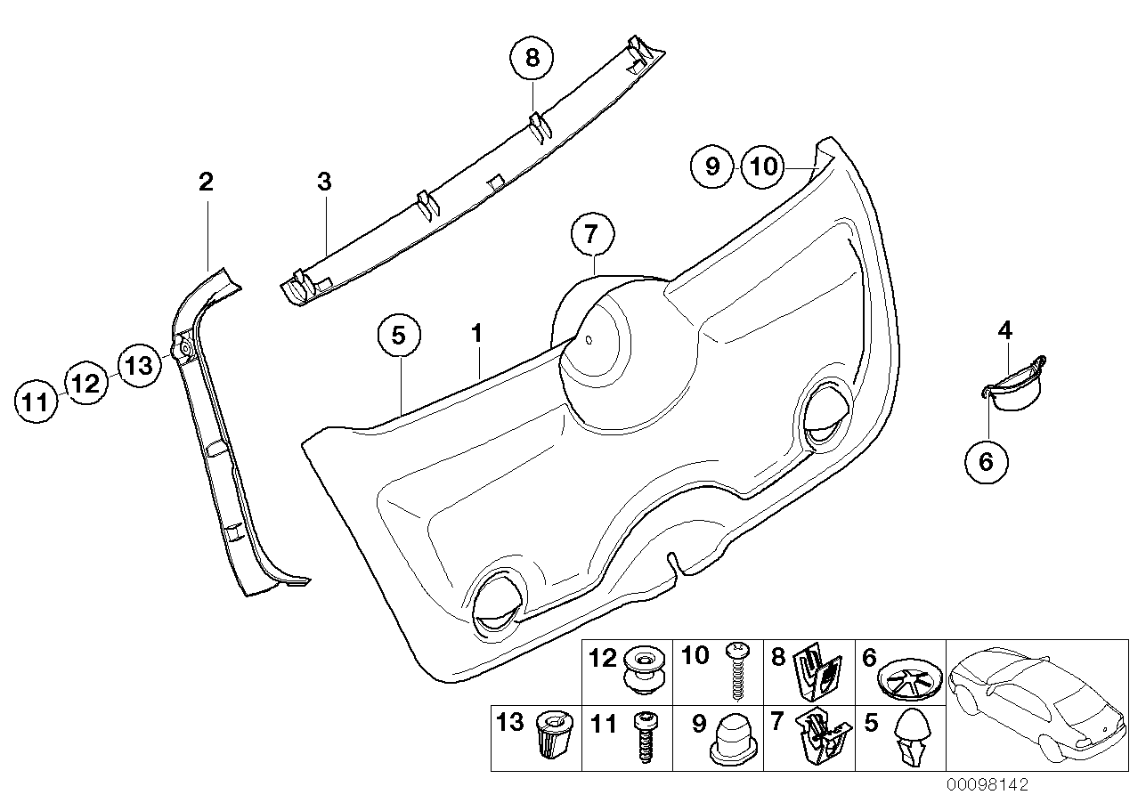 Trim panel, trunk lid