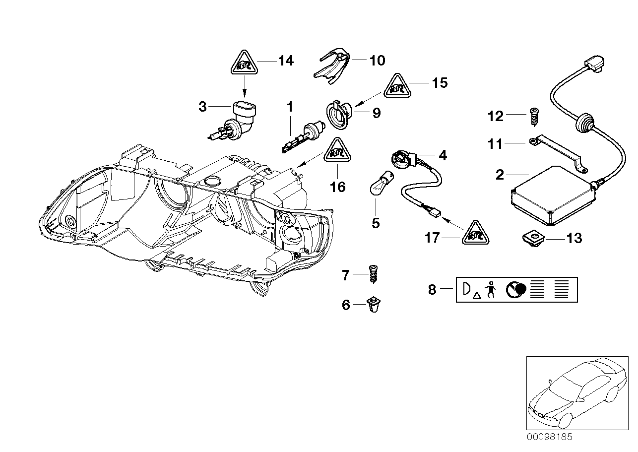 Pièces détachées projecteur xénon