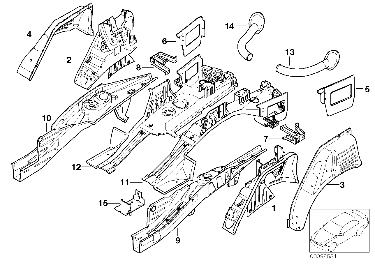 Rear wheelhouse/floor parts