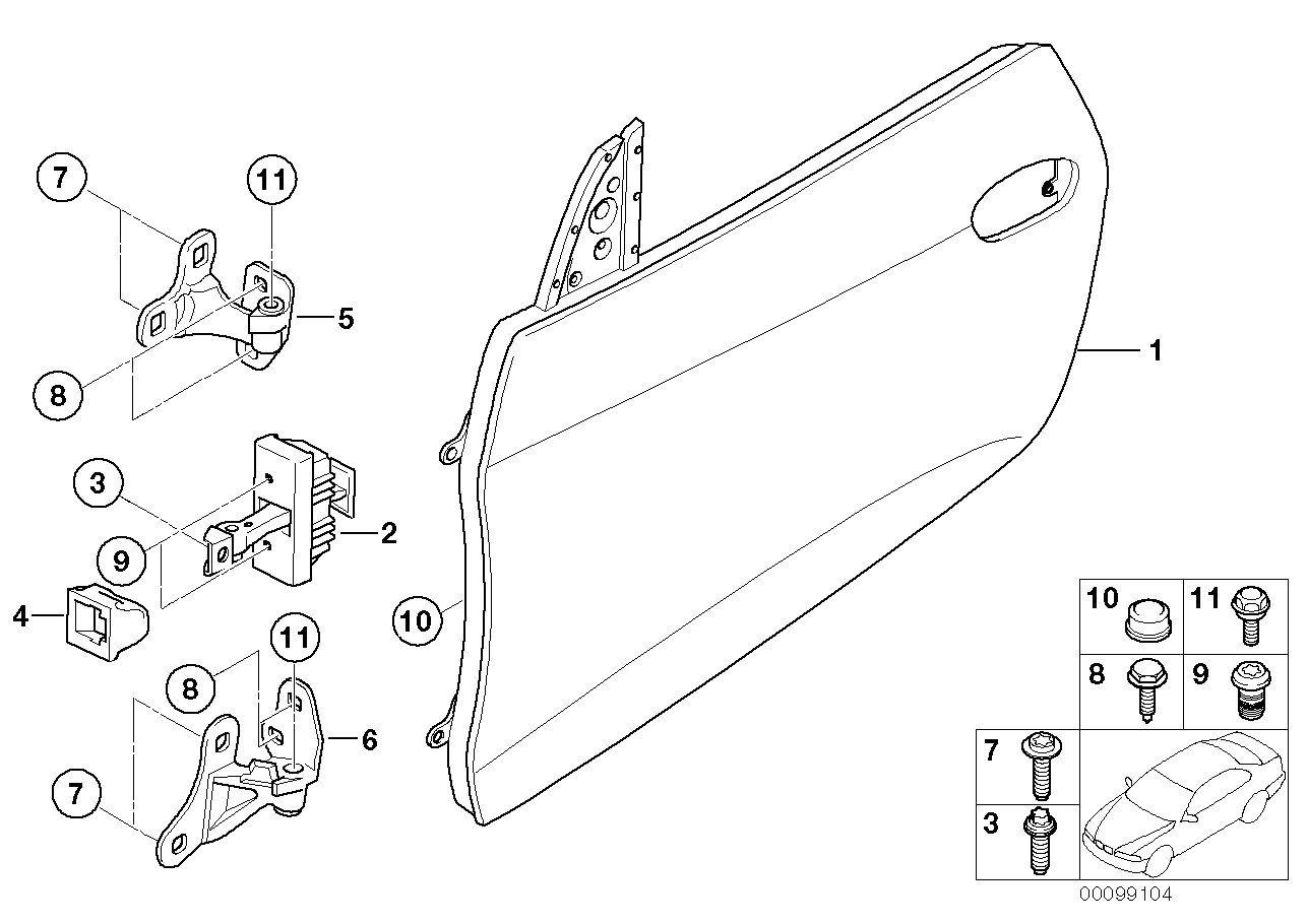 Front door-hinge/door brake