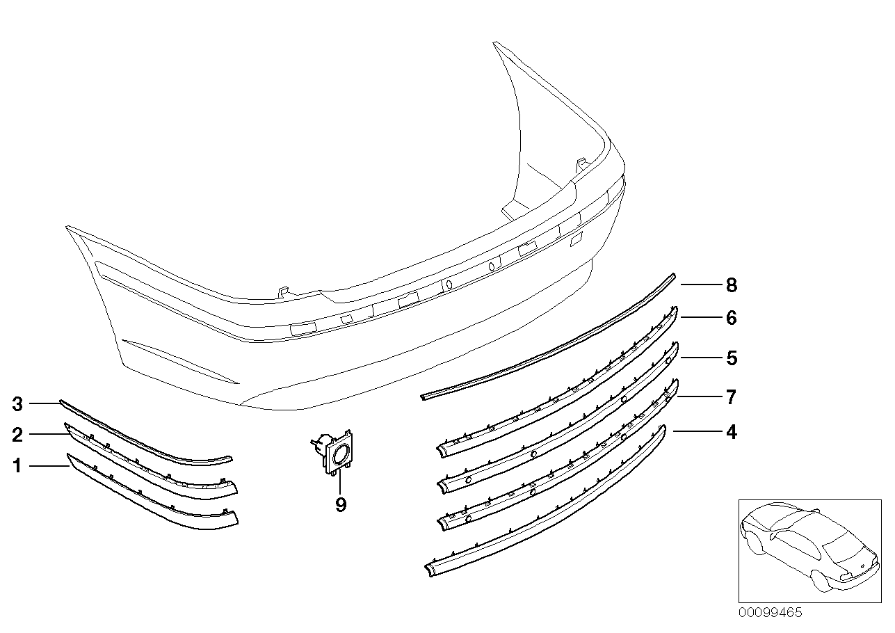 Trim panel, trim elements, rear