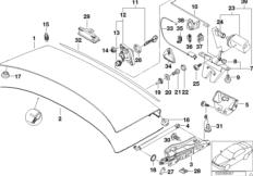 Single components for trunk lid